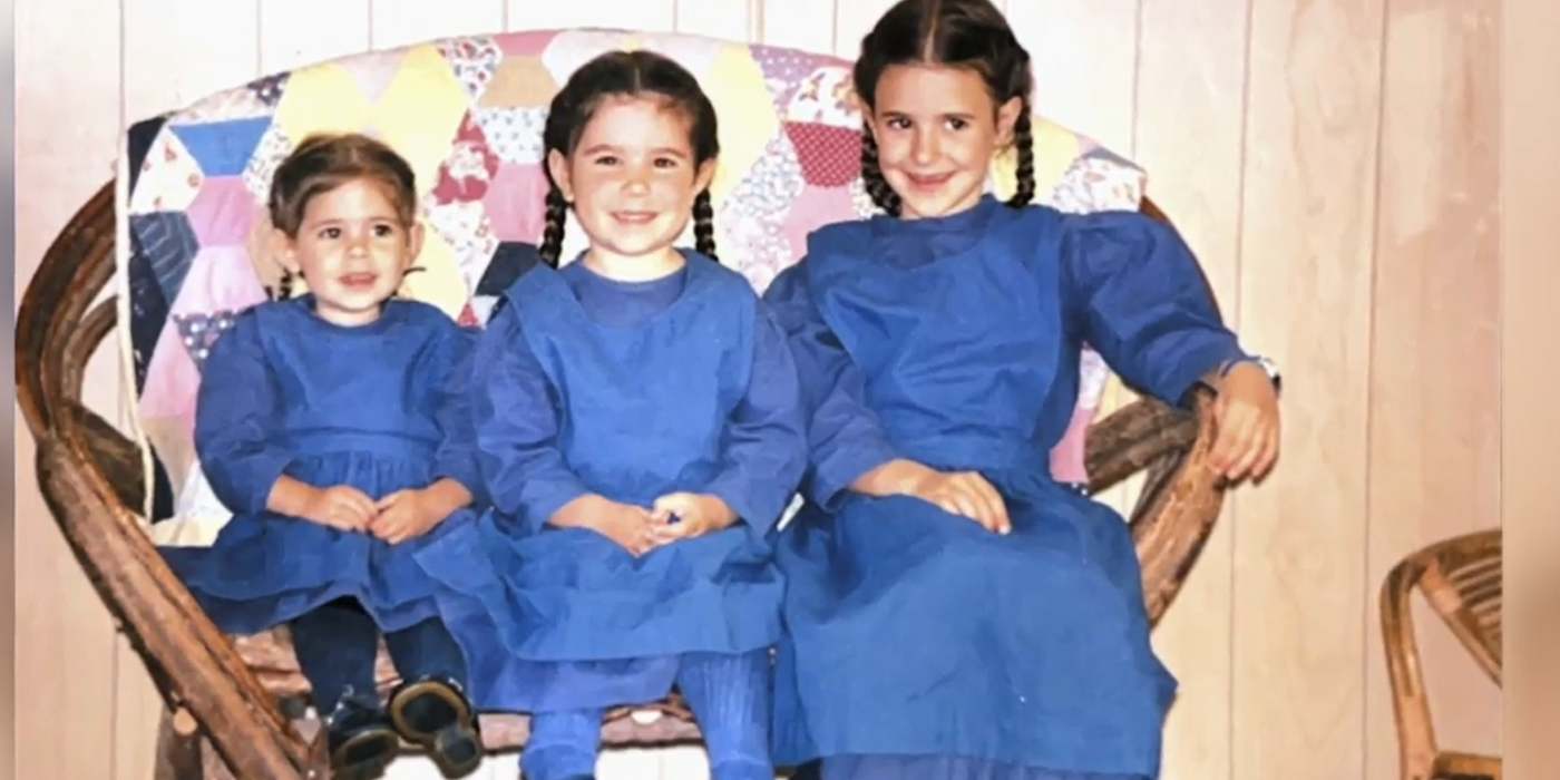 Shekinah Garner's childhood picture with sisters while growing up Amish