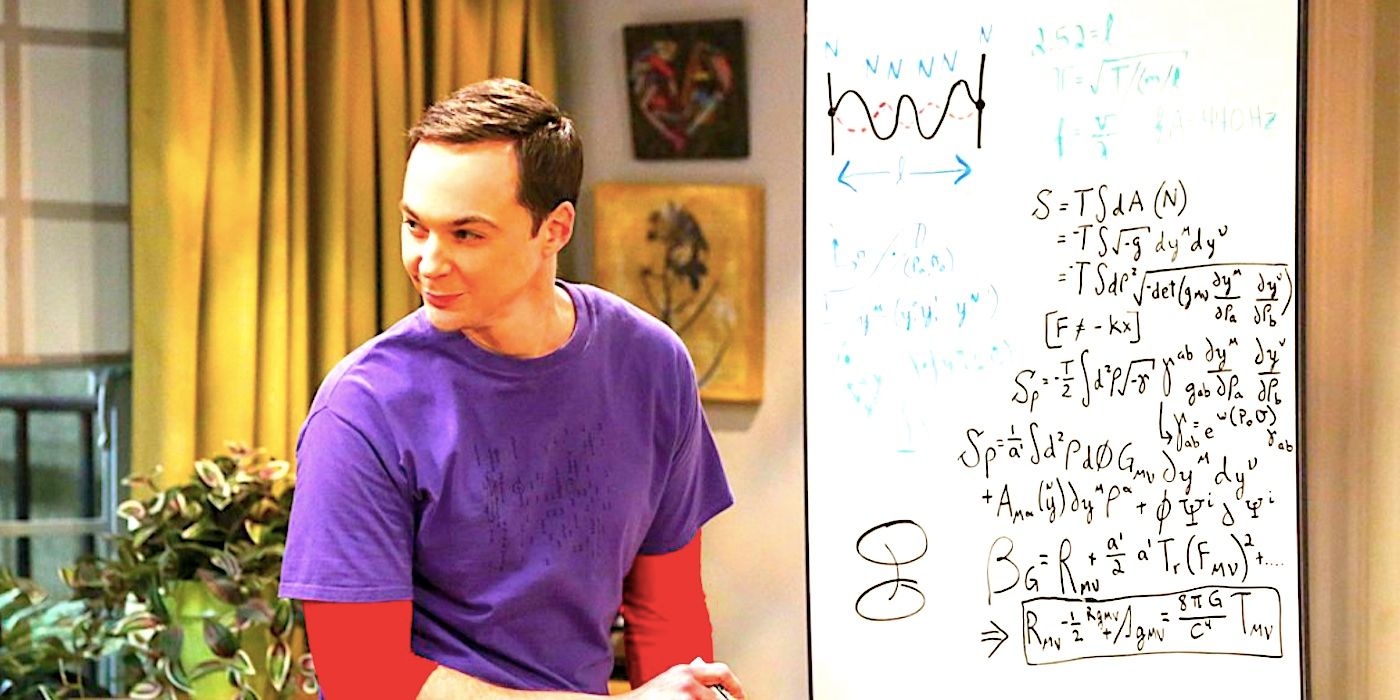 Sheldon at a whiteboard in The Big Bang Theory