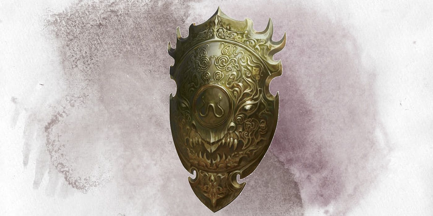 Artwork of the golden Shield of the Hidden Lord