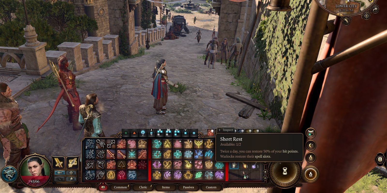 Screenshot showing how many short rests a party has in Baldur's Gate 3.