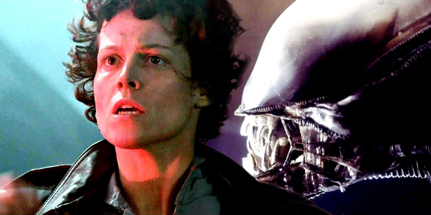 Sigourney Weaver as Ripley and Xenomorph in Alien