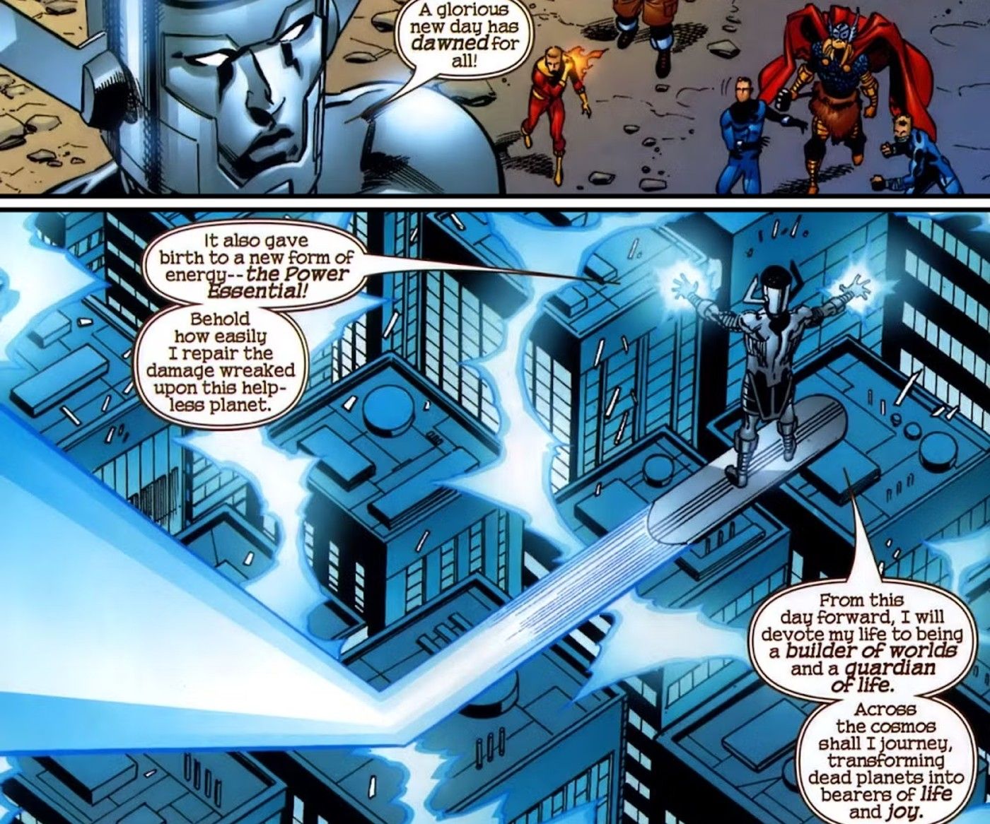 silver surfer merges with galactus combo