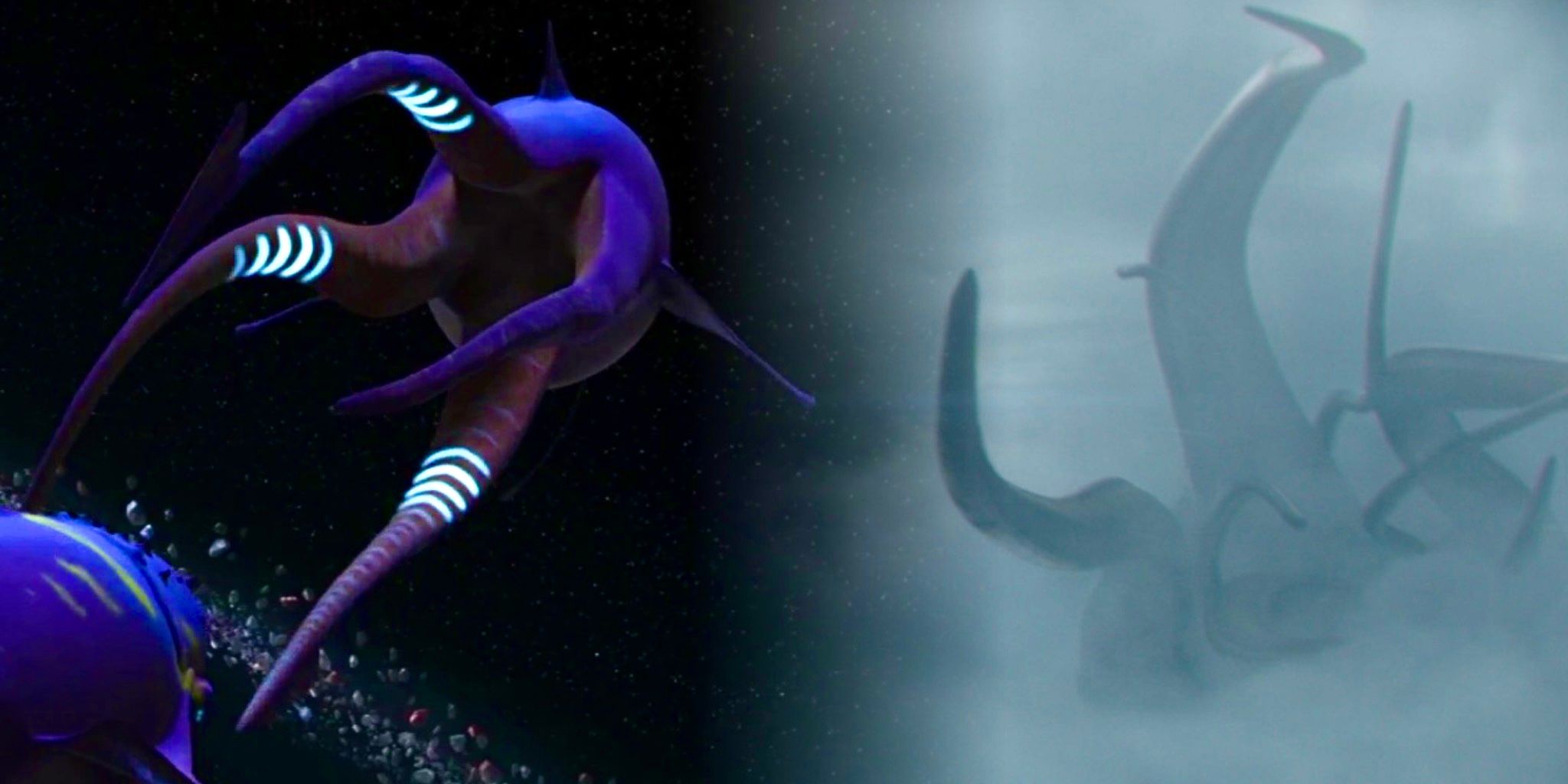 Purrgil tentacles compared in animation and live-action