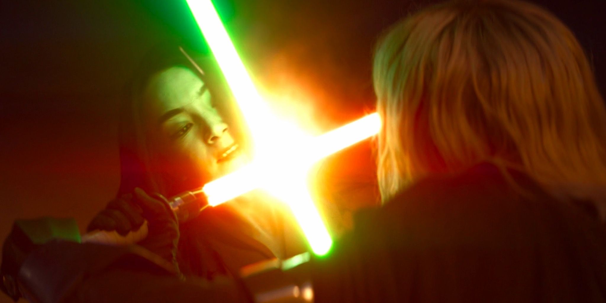 Sabine and Shin engage in a lightsaber fight in the first episode of Ahsoka