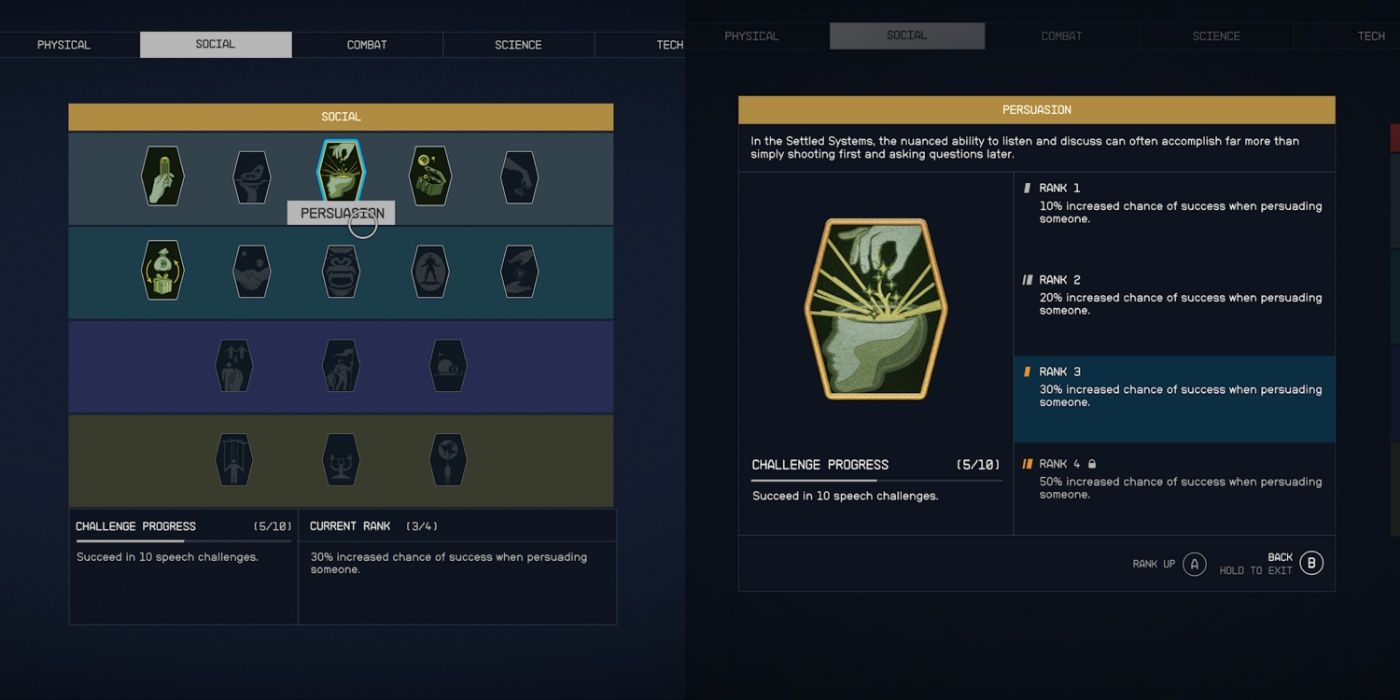 Social Perks Menu from Starfield