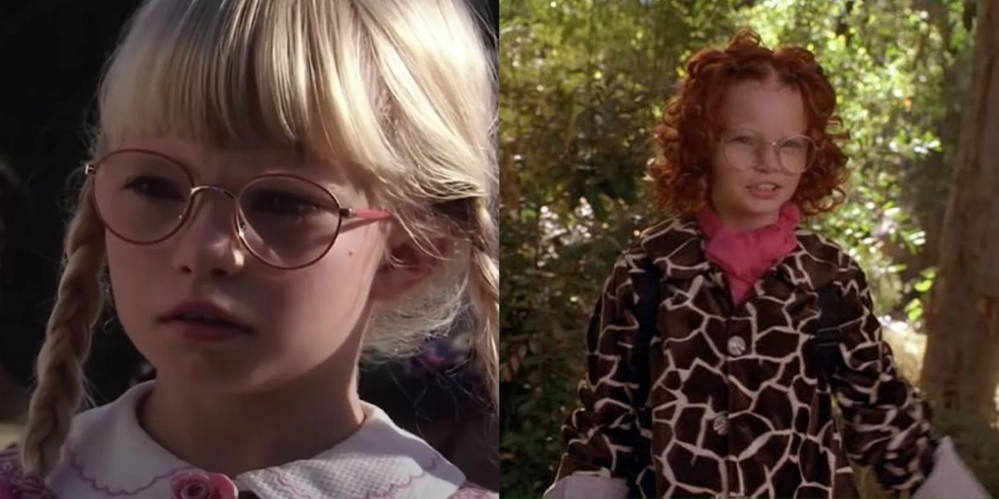 Split image of Jacqueline Steiger in Matilda and another work