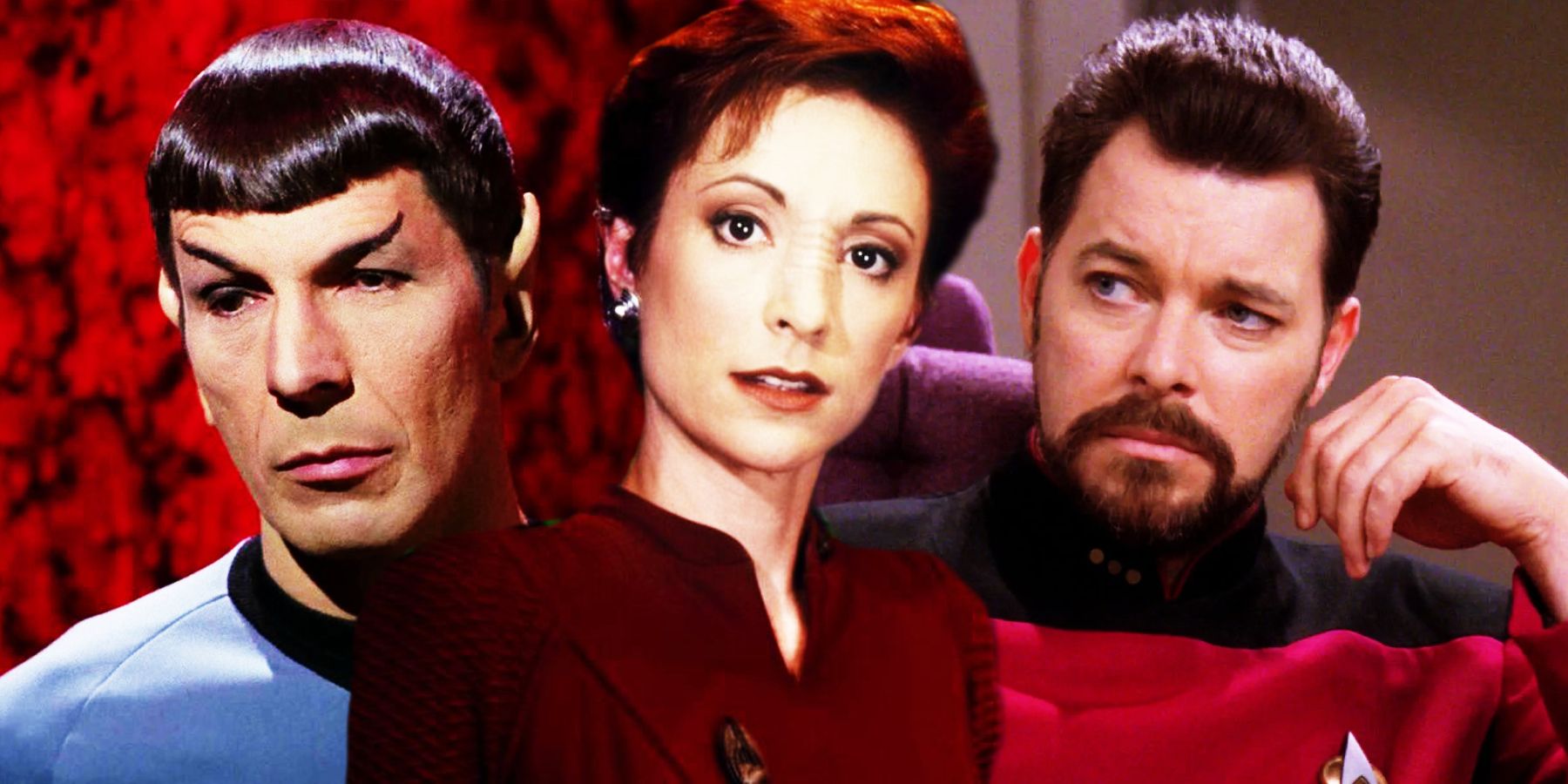 Major Kira, Mr Spock and Commander Riker in Star Trek