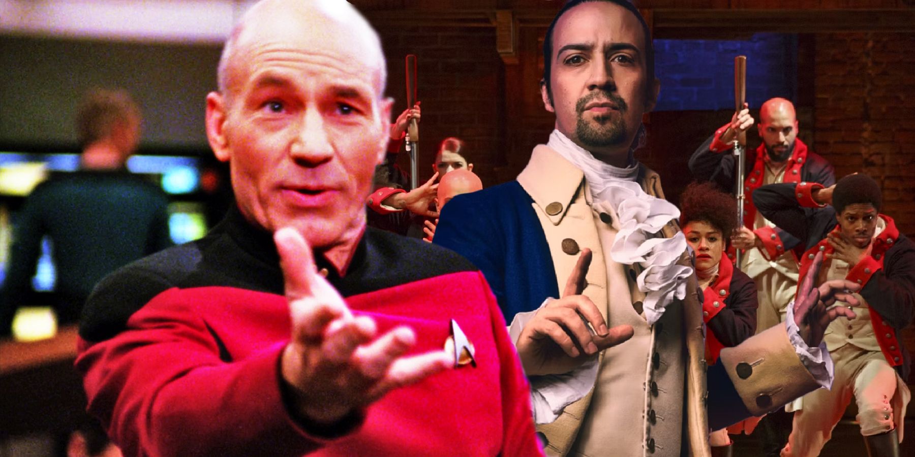 Patrick Stewart as Jean-Luc Picard and Lin-Manuel Miranda as Alexander Hamilton