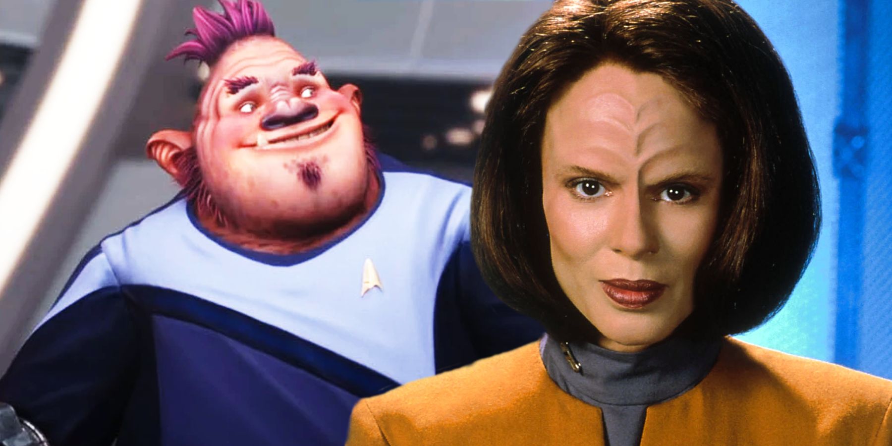 Jankom Pog and B&rsquo;Elanna Torres in Star Trek: Voyager