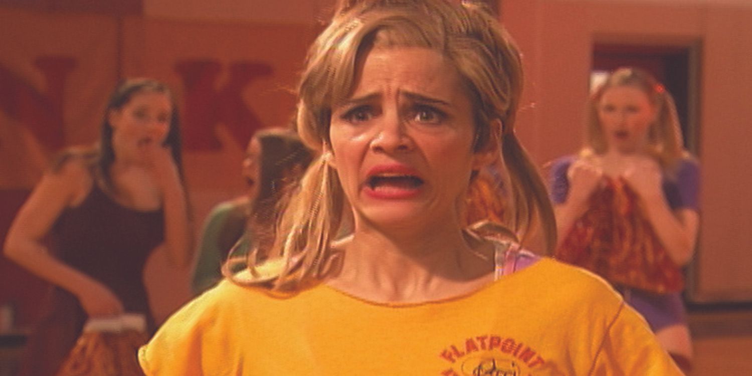 Amy Sedaris as Jerri Blank looks distraught in Strangers With Candy.