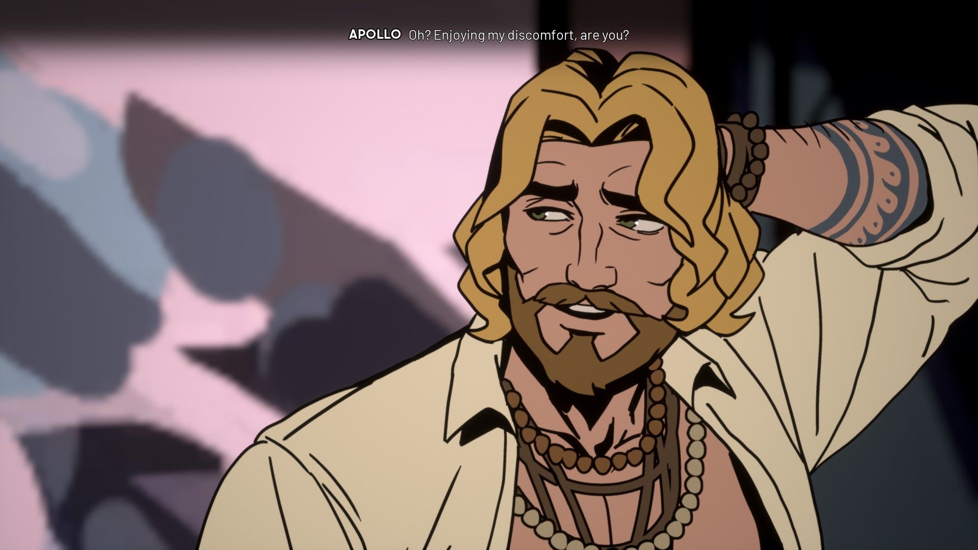 Stray Gods' Apollo responding to the character flirting with him.