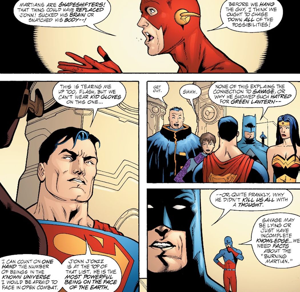 Superman Admitting He is Scared To Fight Martian Manhunter in JLA #86