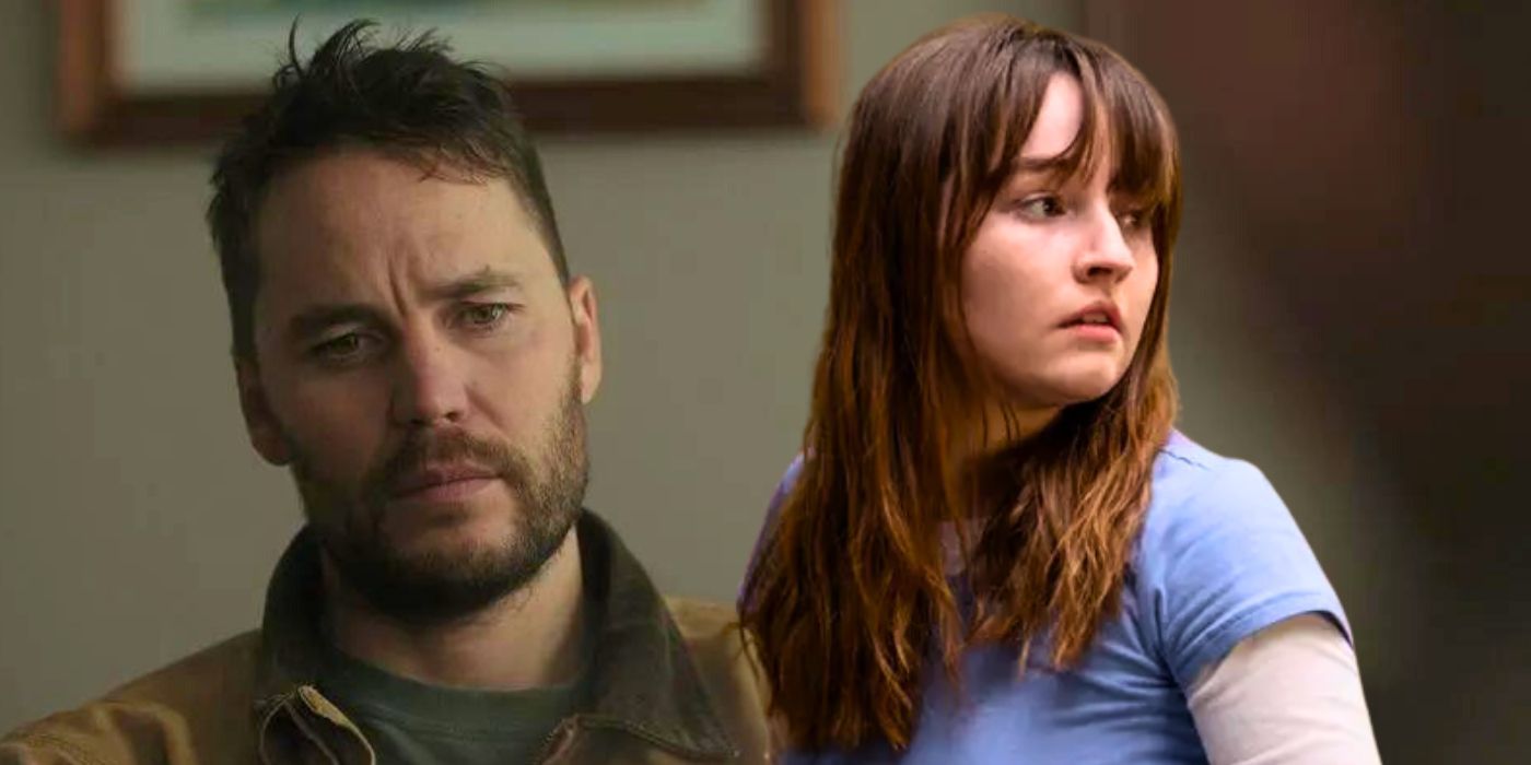 Taylor Kitsch and Kaitlin Dever looking sideways in Painkiller and Dopesick