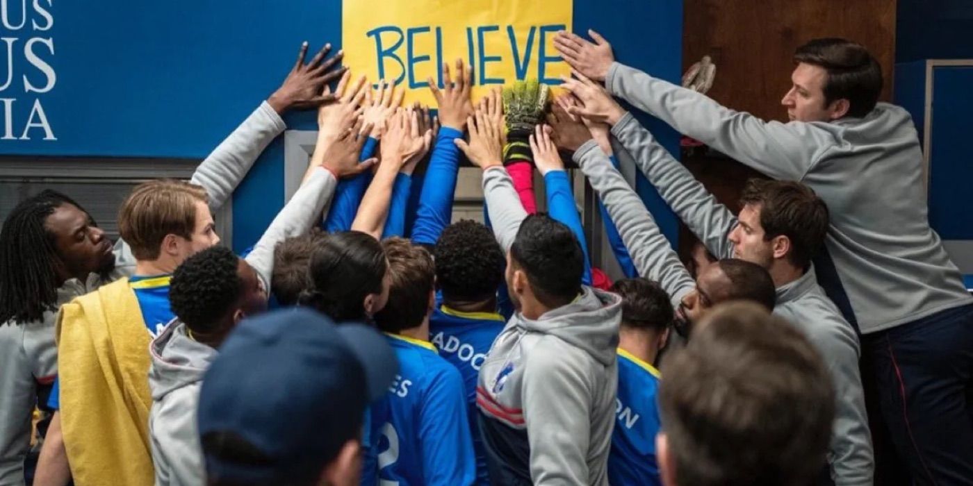 the players touch the Believe sign in Ted Lasso