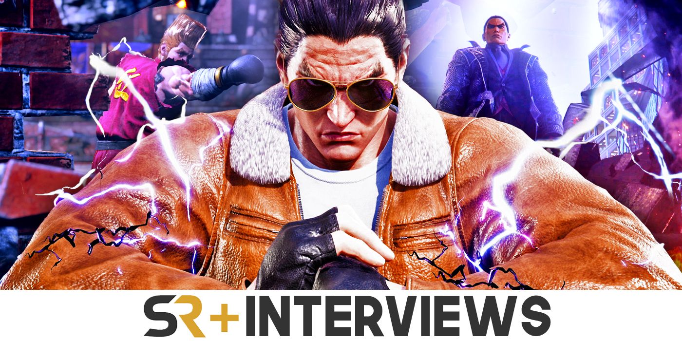 Tekken Interview showing fighters above the SR Interviews logo.