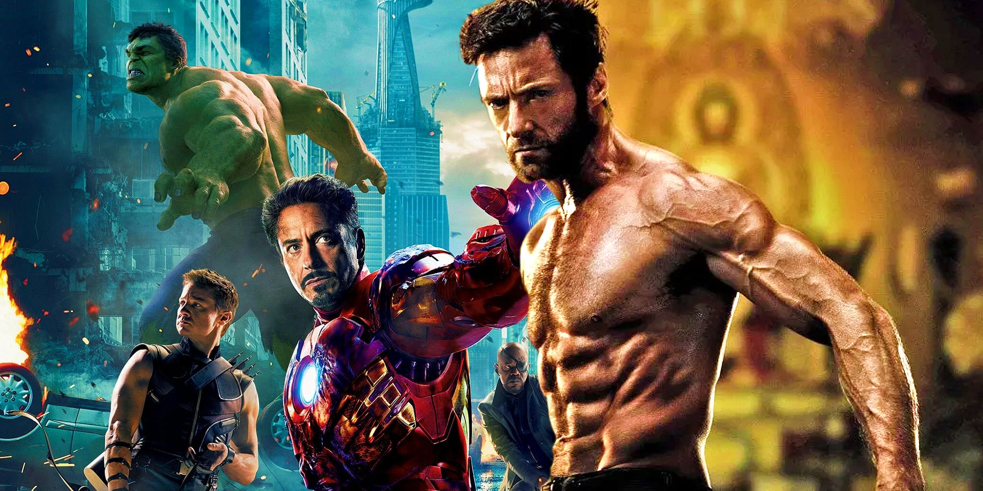 The Avengers' official poster next to Hugh Jackman&rsquo;s Wolverine
