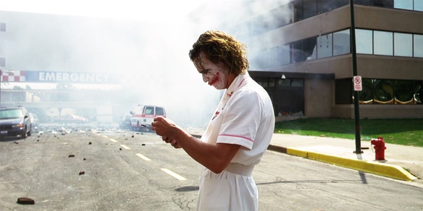 The Dark Knight Joker dressed as a nurse