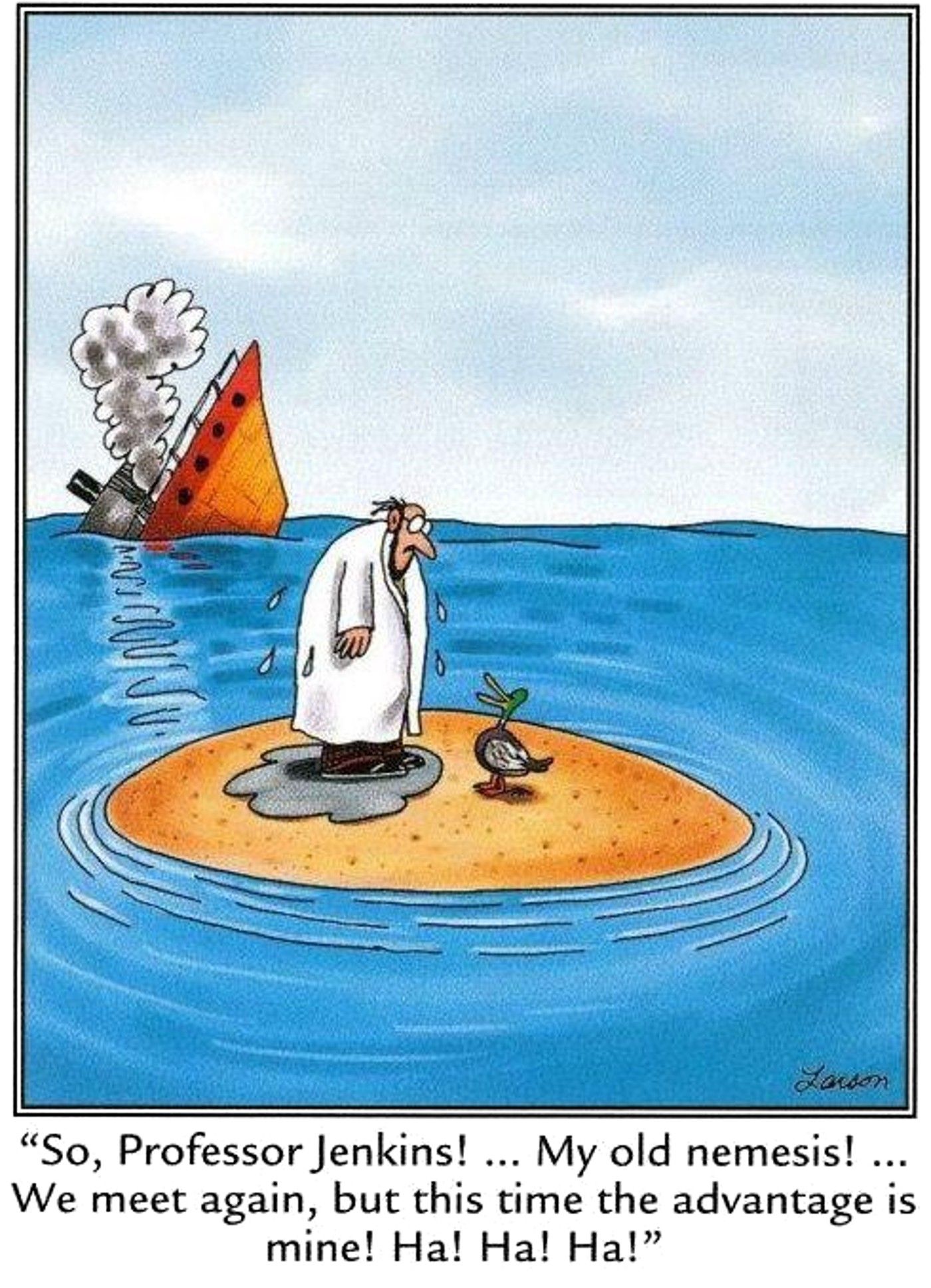 the far side duck Professor Jenkins