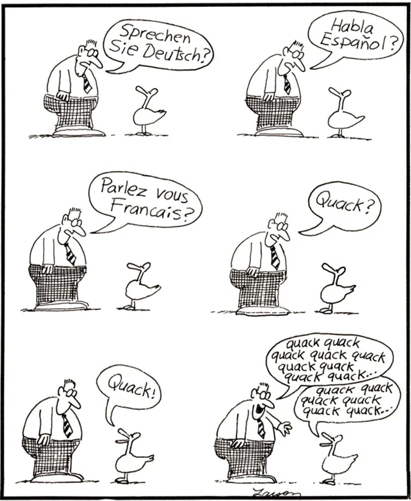 the far side speaking duck