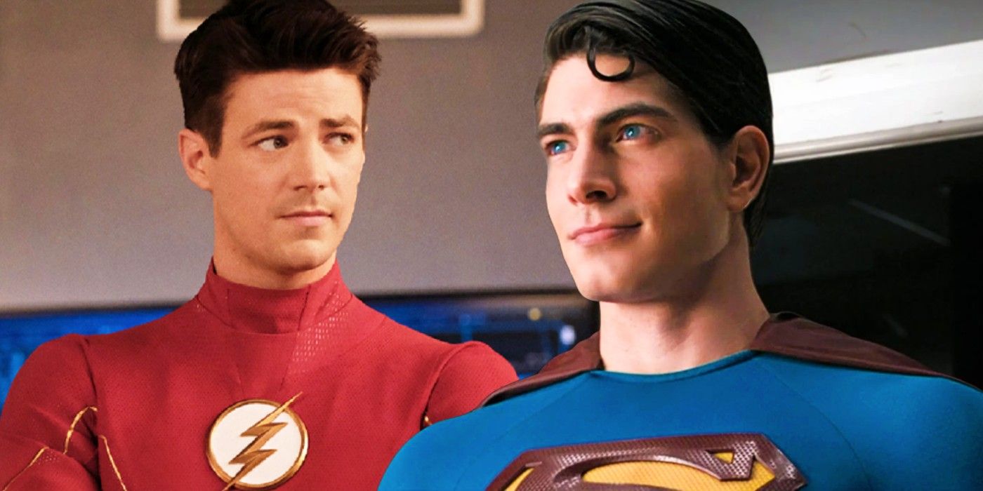 Custom image of Grant Gustin as Barry Allen in The Flash and Brandon Routh as Superman in Superman Returns.