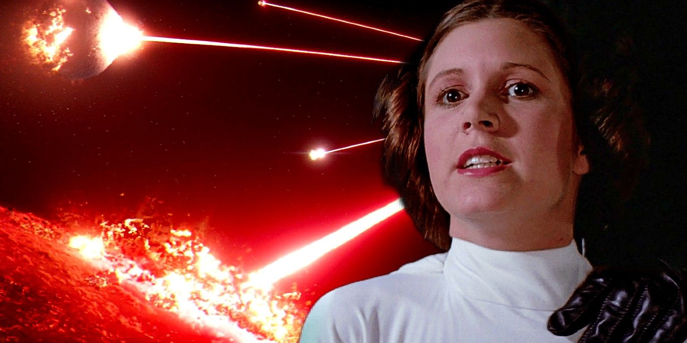 The destruction of Hosnian Prime in Star Wars: The Force Awakens and Princess Leia in A New Hope.