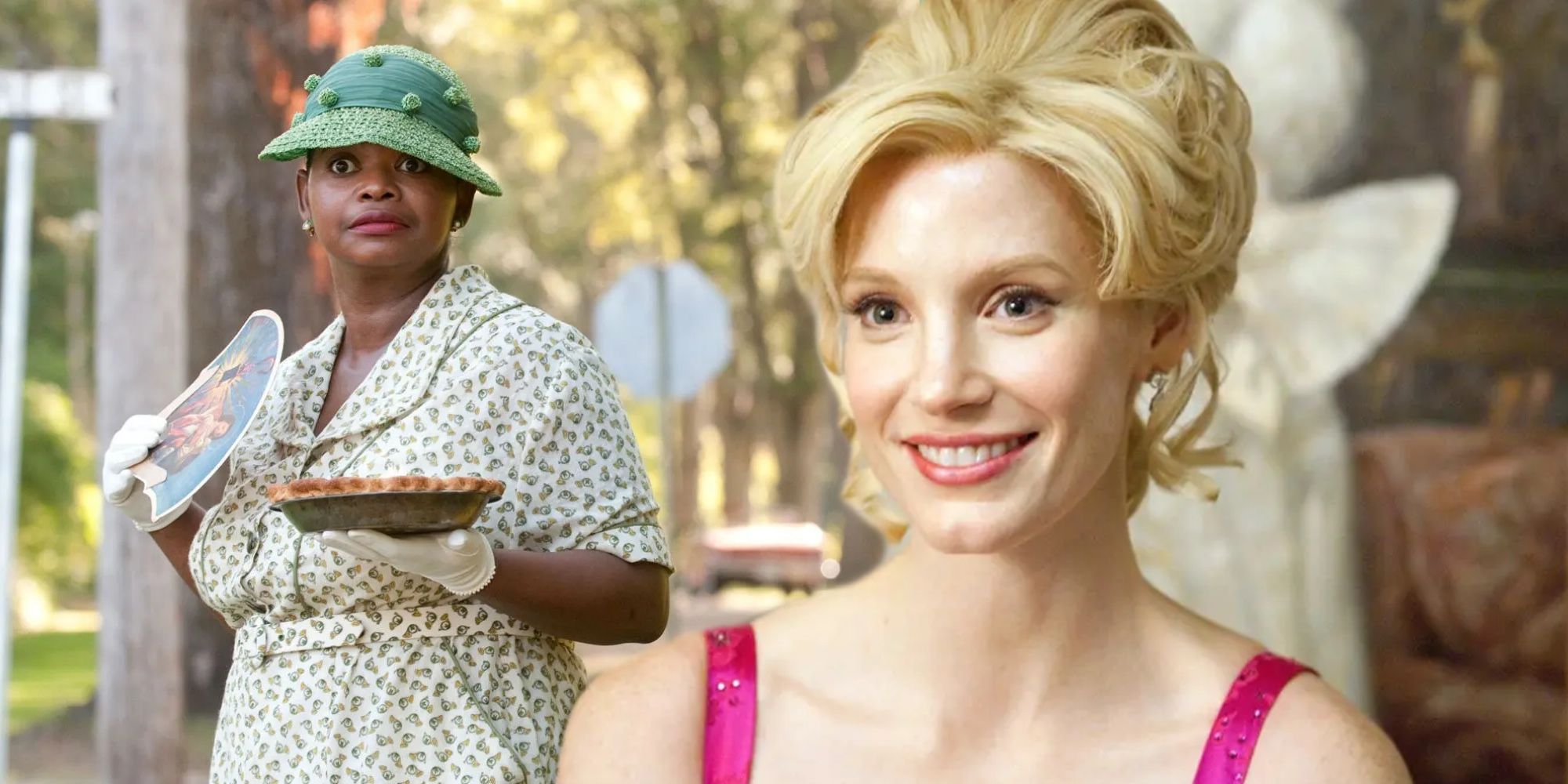 A composite image of Jessica Chastain and Octavia Spencer in The Help