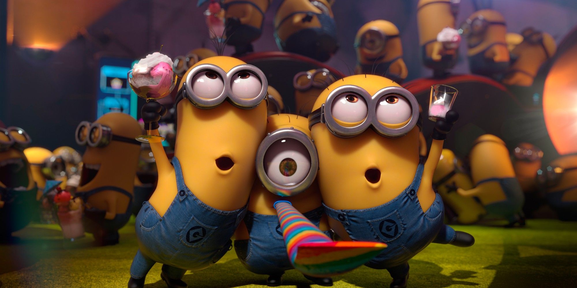 the Minions celebrating in Despicable Me 2