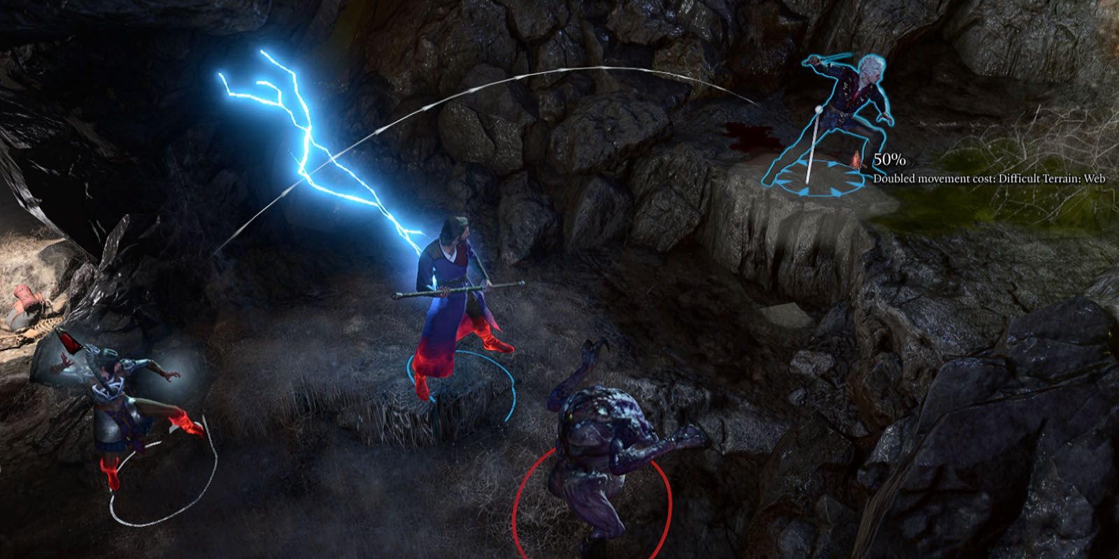 Shadowheart preparing to throw a potion to Astarion in Baldur&rsquo;s Gate 3.