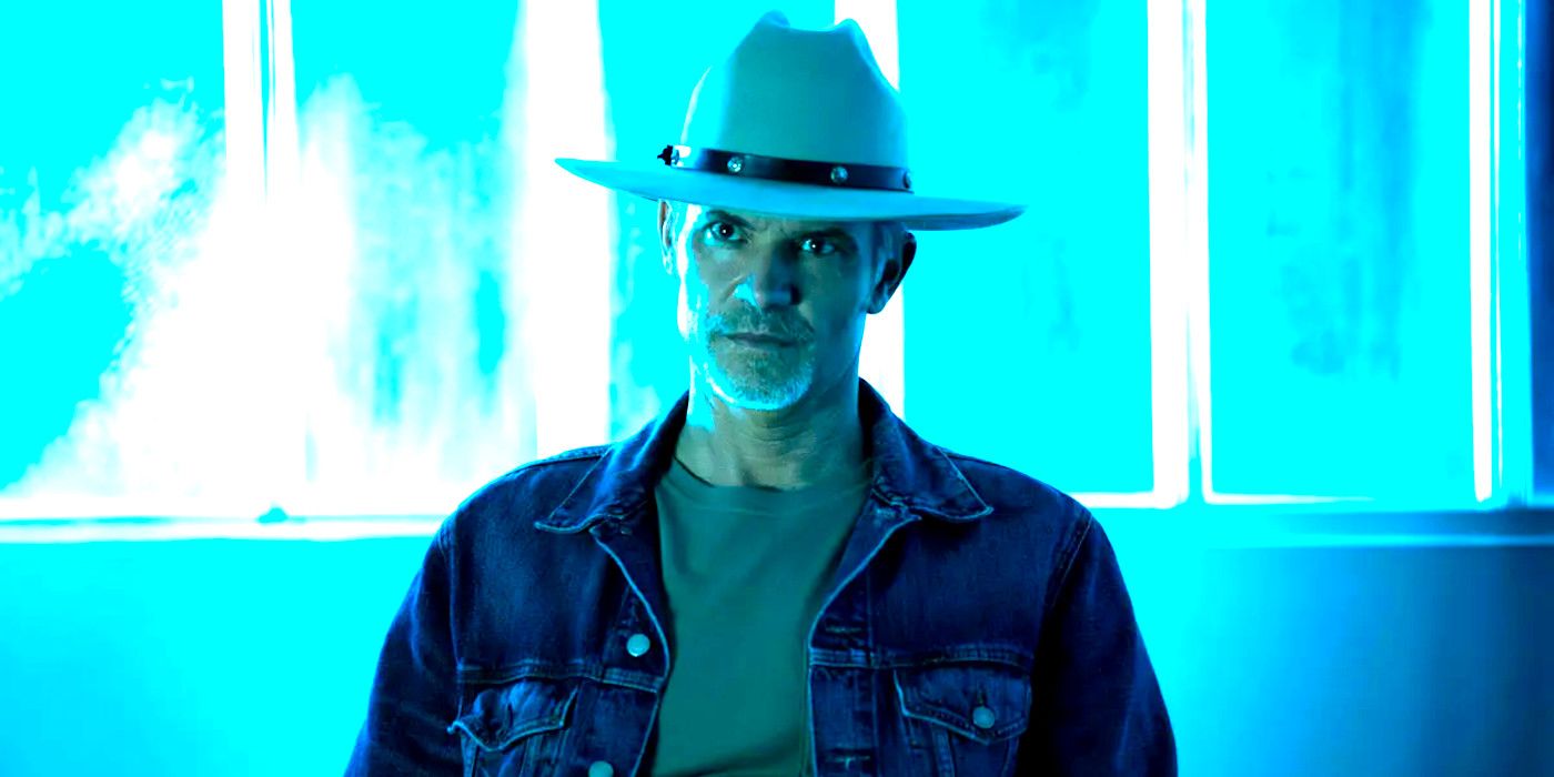 Timothy Olyphant glaring intensely in Justified City Primeval