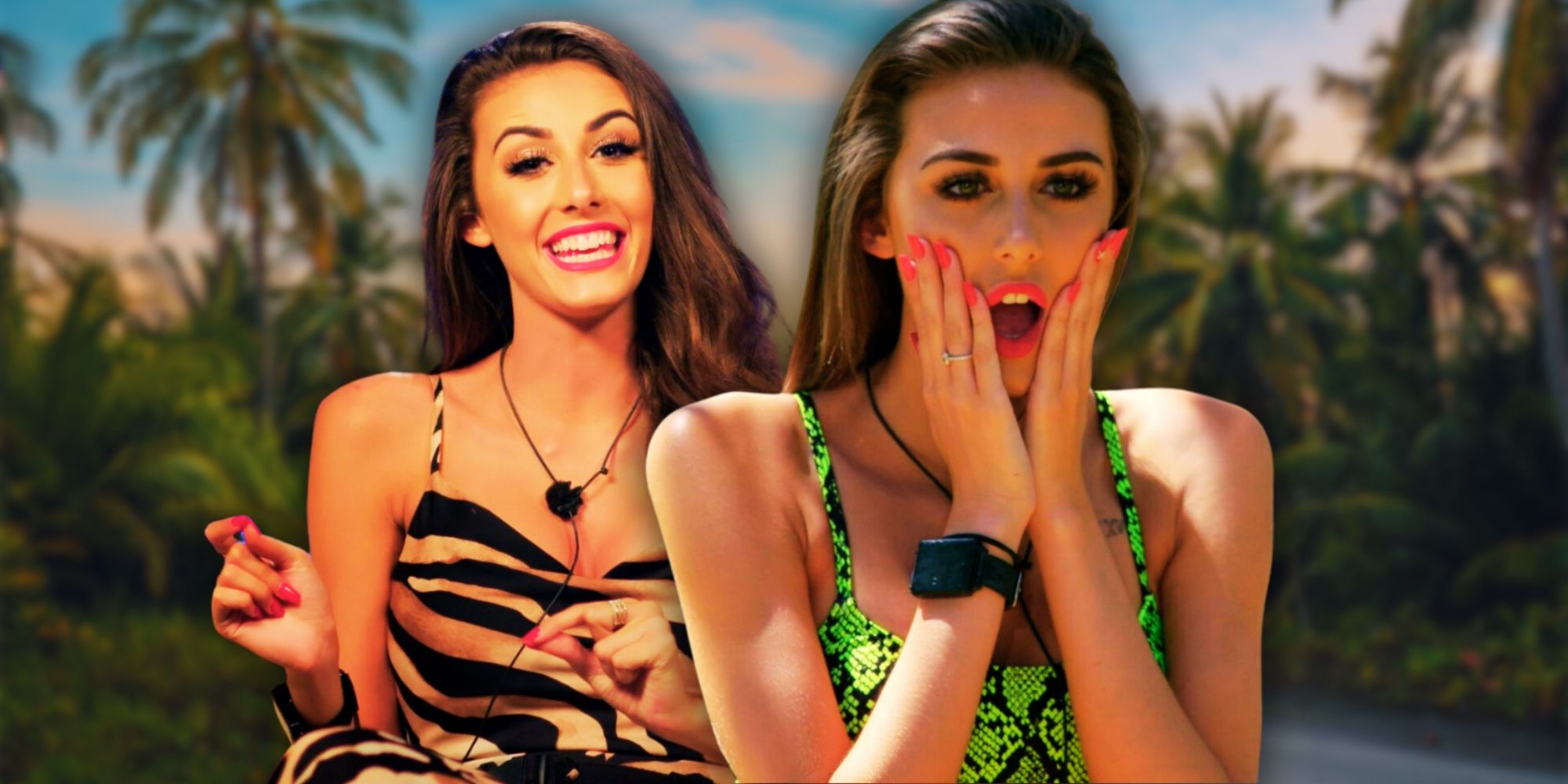 Montage of Too Hot To Handle's Chloe Veitch smiling and looking shocked