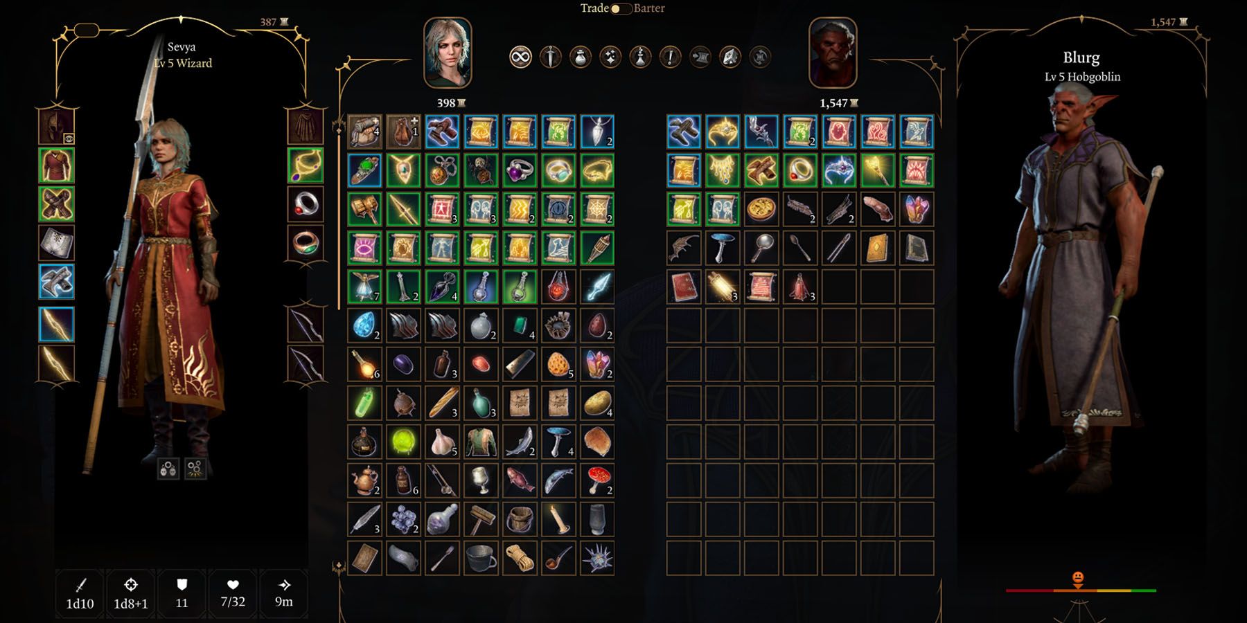 Screenshot of a trade menu in Baldur&rsquo;s Gate 3.