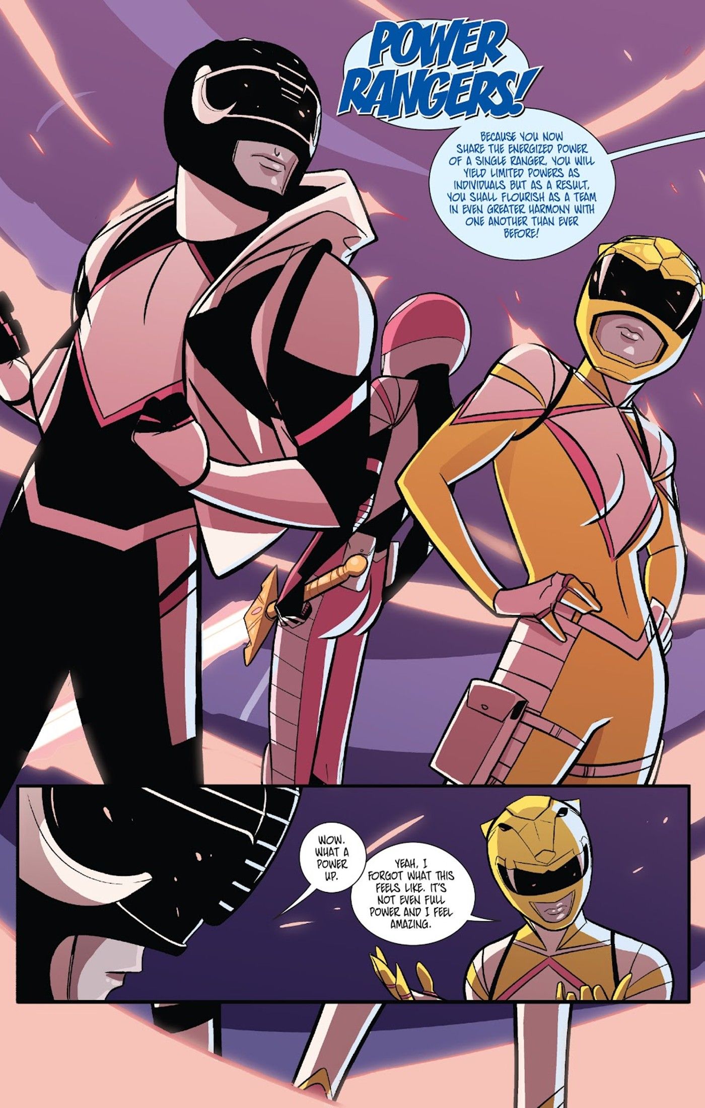 Trini Kimberly and Zack become Power Rangers again from Mighty Morphin Power Rangers: Pink #2