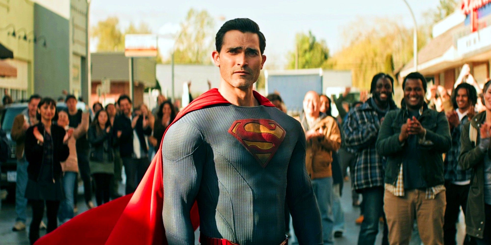 Tyler Hoechlin As Superman standing in a crowd In Superman and Lois