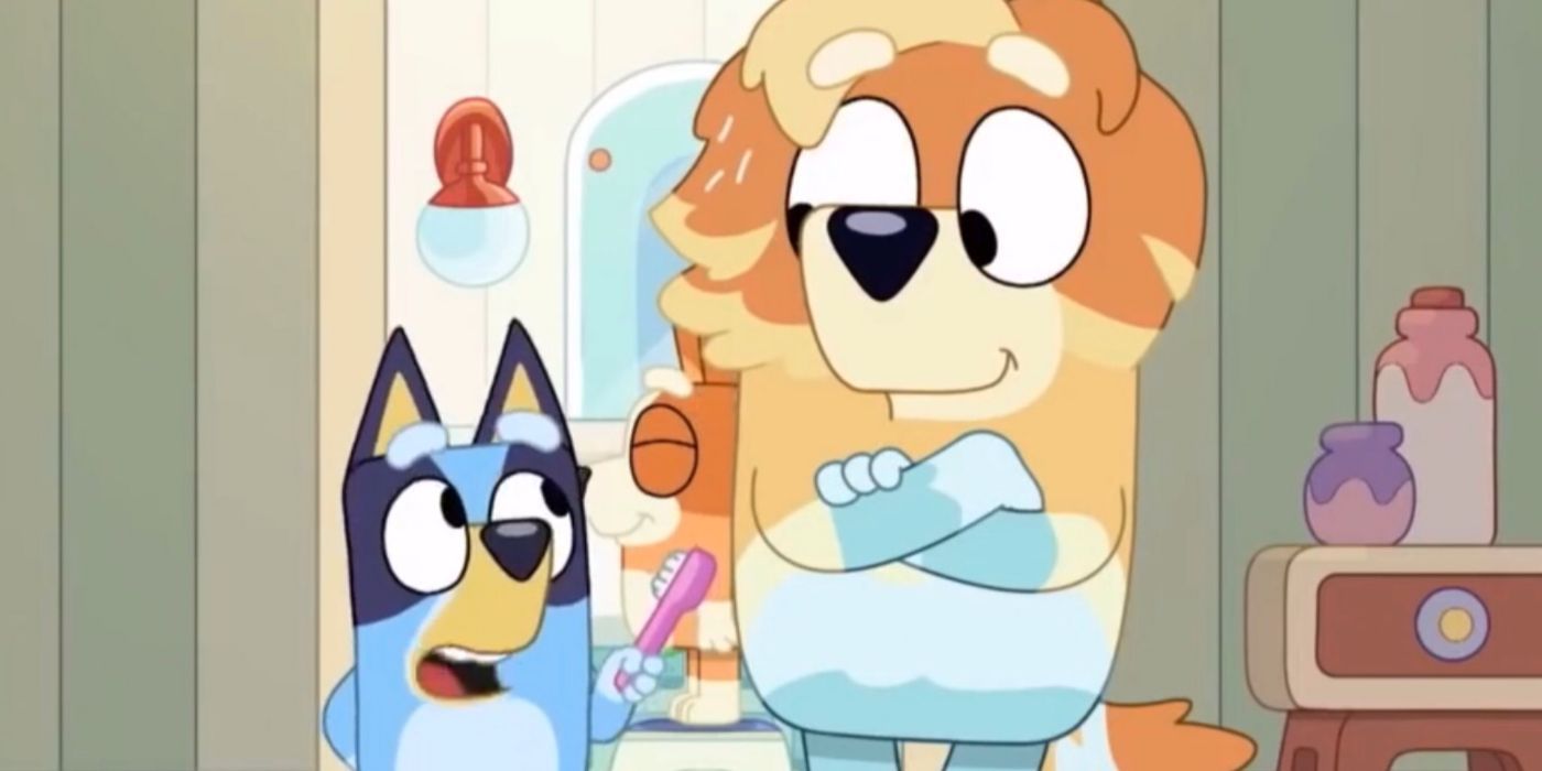 Bluey with Uncle Radley in Bluey