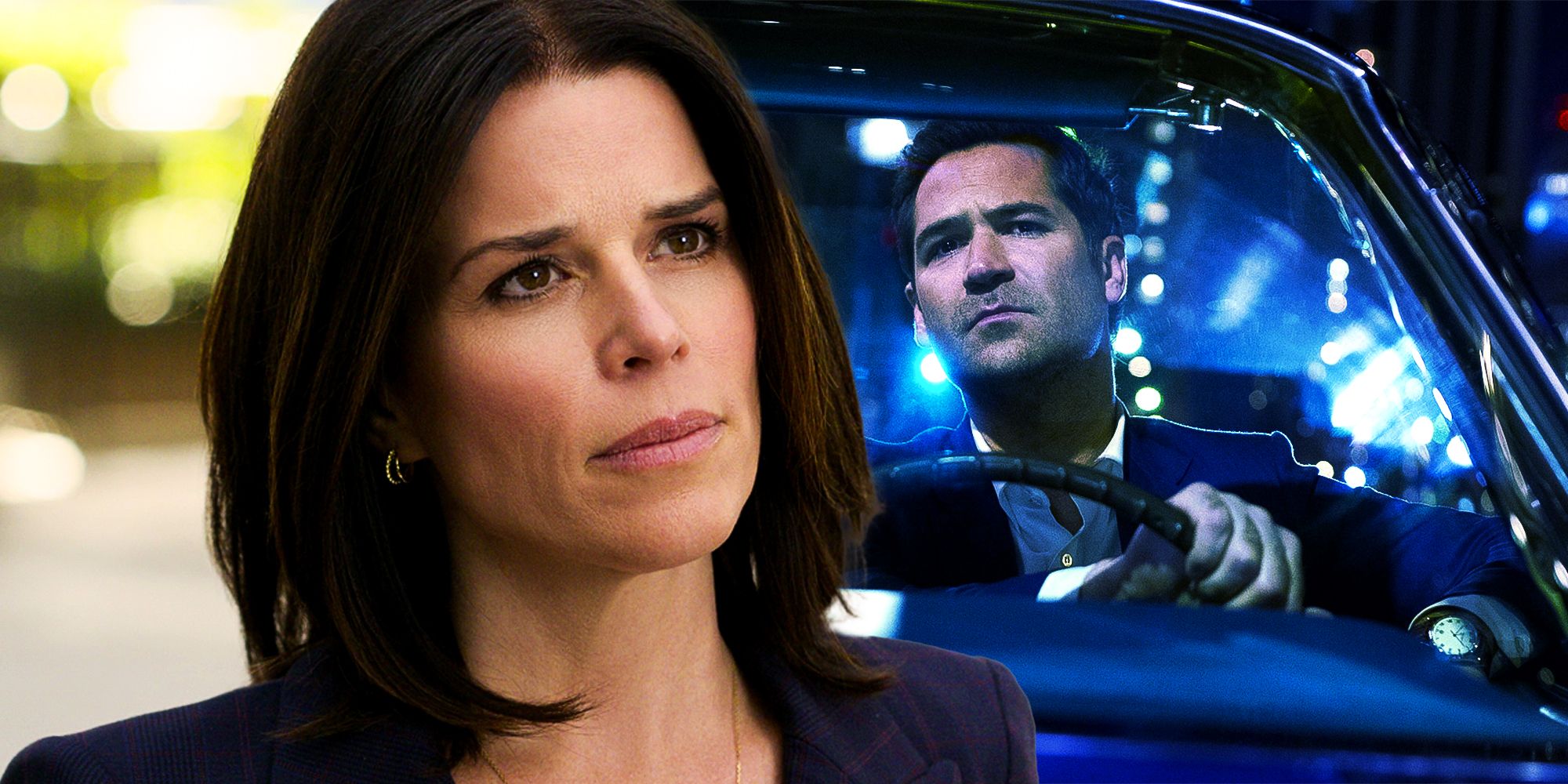 Neve Campbell as Maggie and Manuel Garcia-Rulfo as Mickey in The Lincoln Lawyer season 2