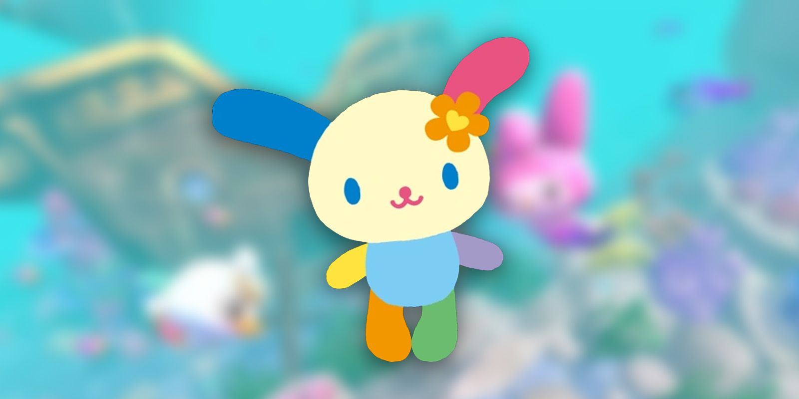 Multi-colored bunny Usahana, a Sanrio character.