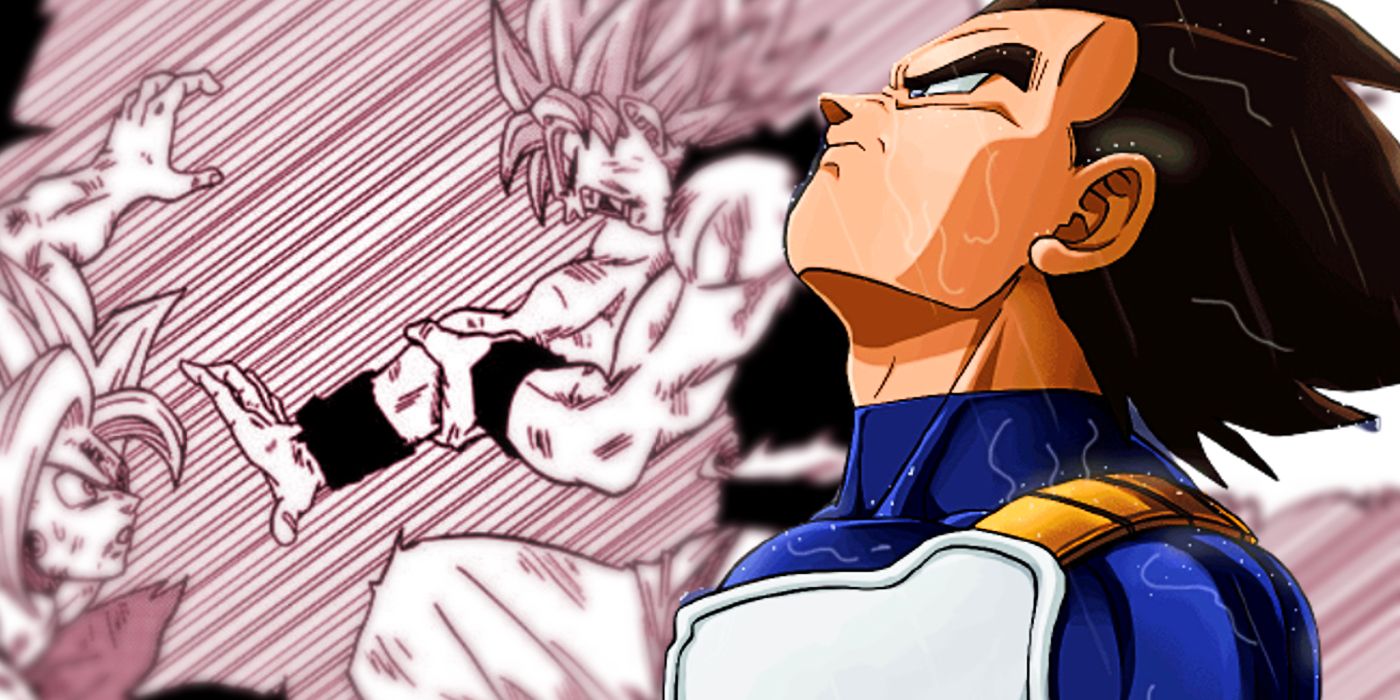 Vegeta sad and Goku using Destruction on Zamasu