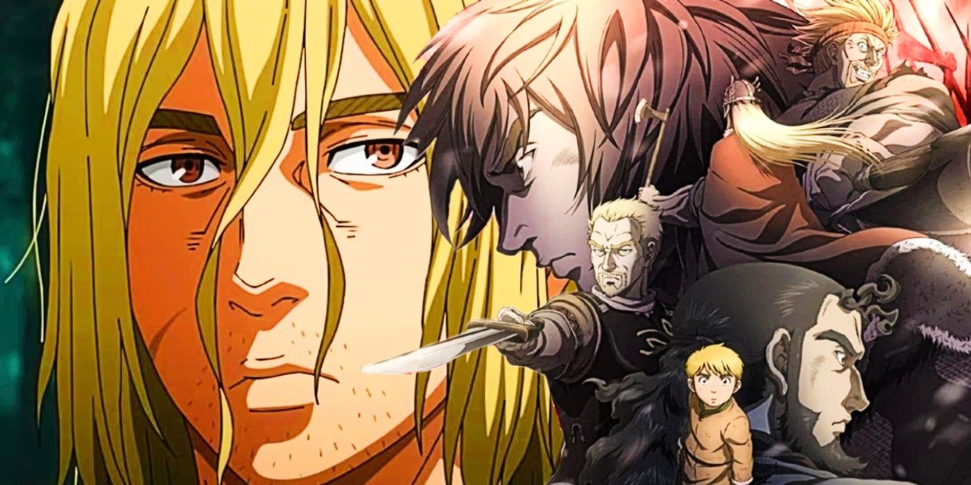 Vinland Saga characters from first season and Thorfinn from second season next to them