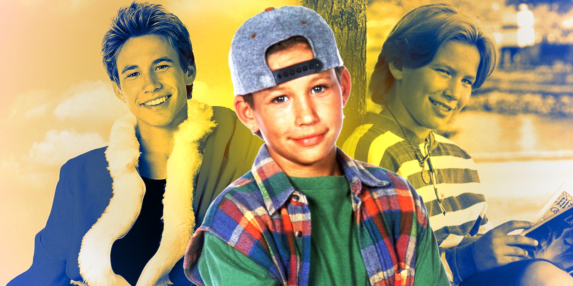 Collage of teenage Jonathan Taylor Thomas in I'll Be Home for Christmas and Home Improvement.