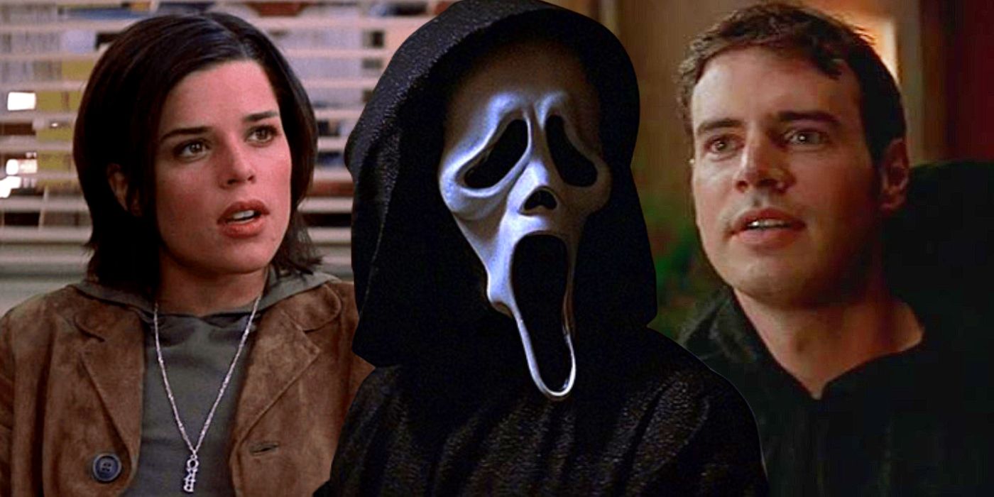 Sidney, Ghostface, and Roman in Scream 3