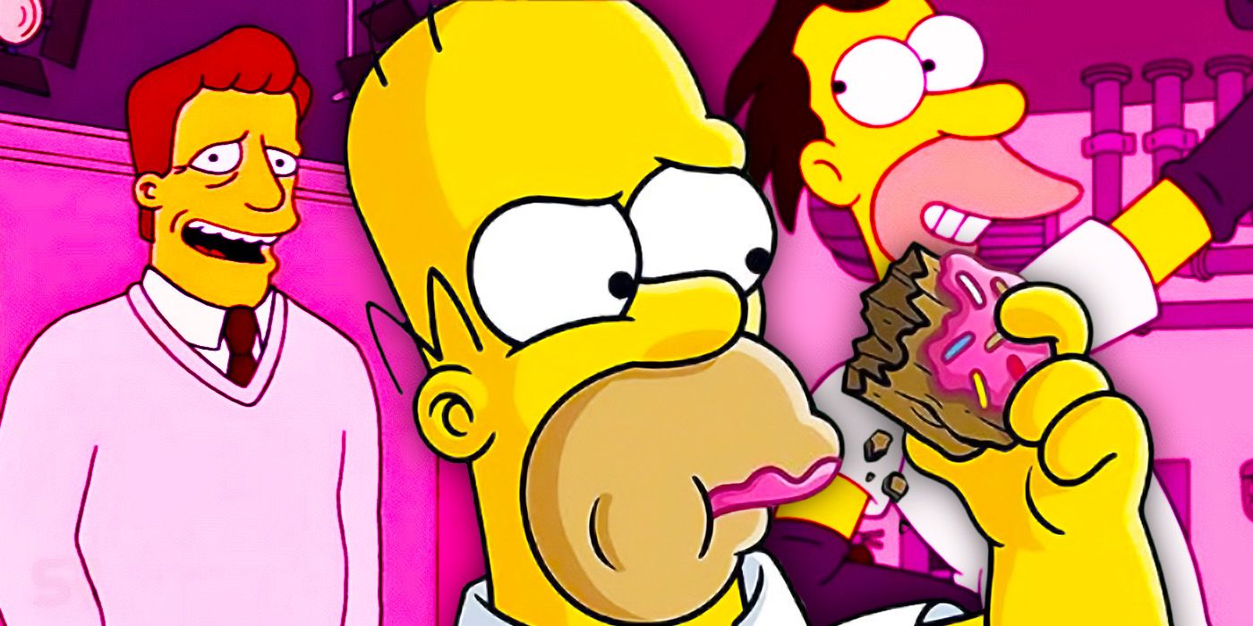 The Simpsons collage with Troy McClure, Homer eating a donut and Lenny.