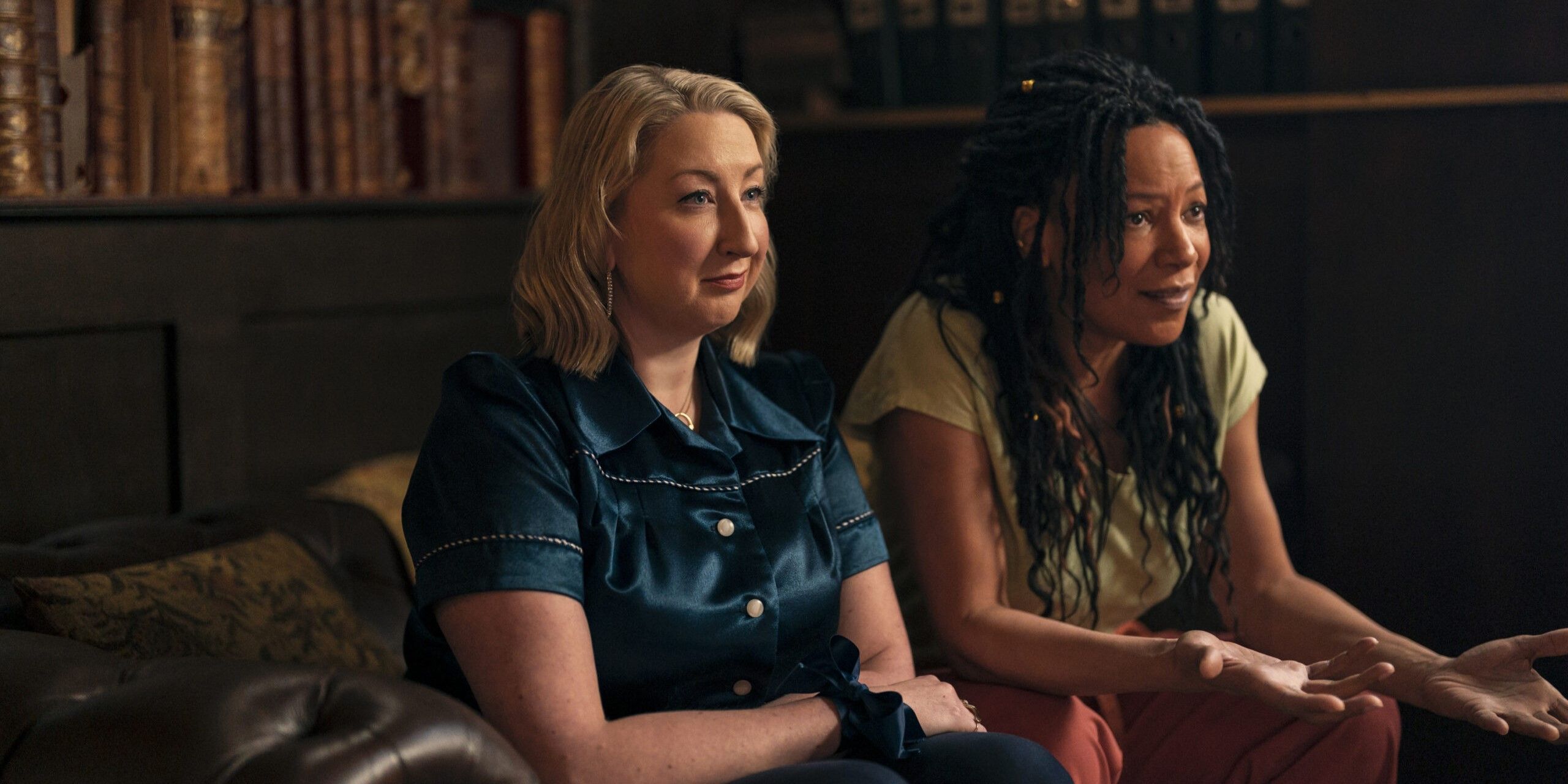 Nina and Maggie sat across from an out-of-shot Crowley, convincing him to talk to Aziraphale