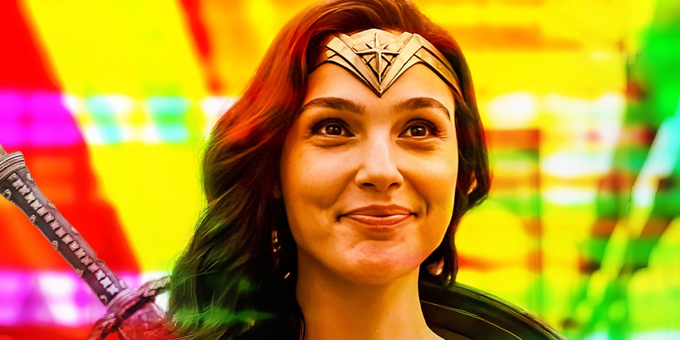 Custom image of Gadot's Wonder Woman in front of a colorful background.