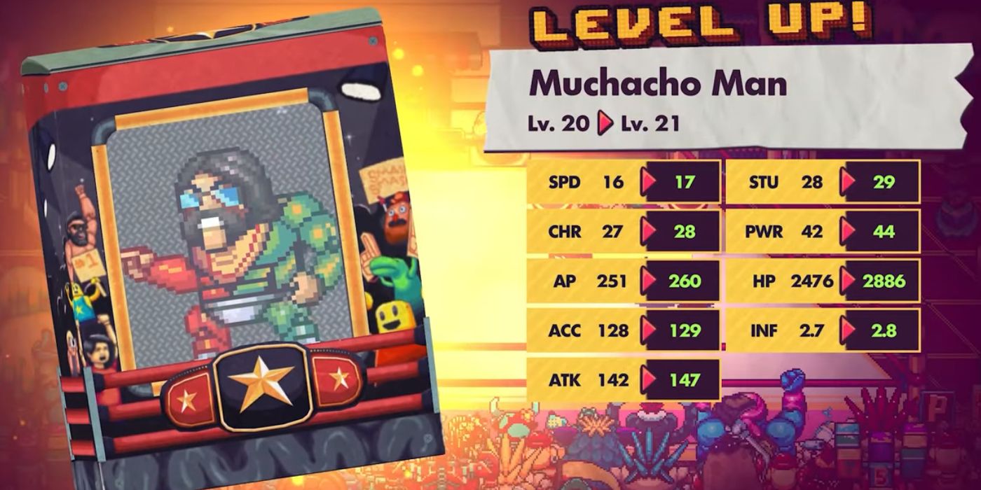 Wrestlequest Level Up Screen Stats