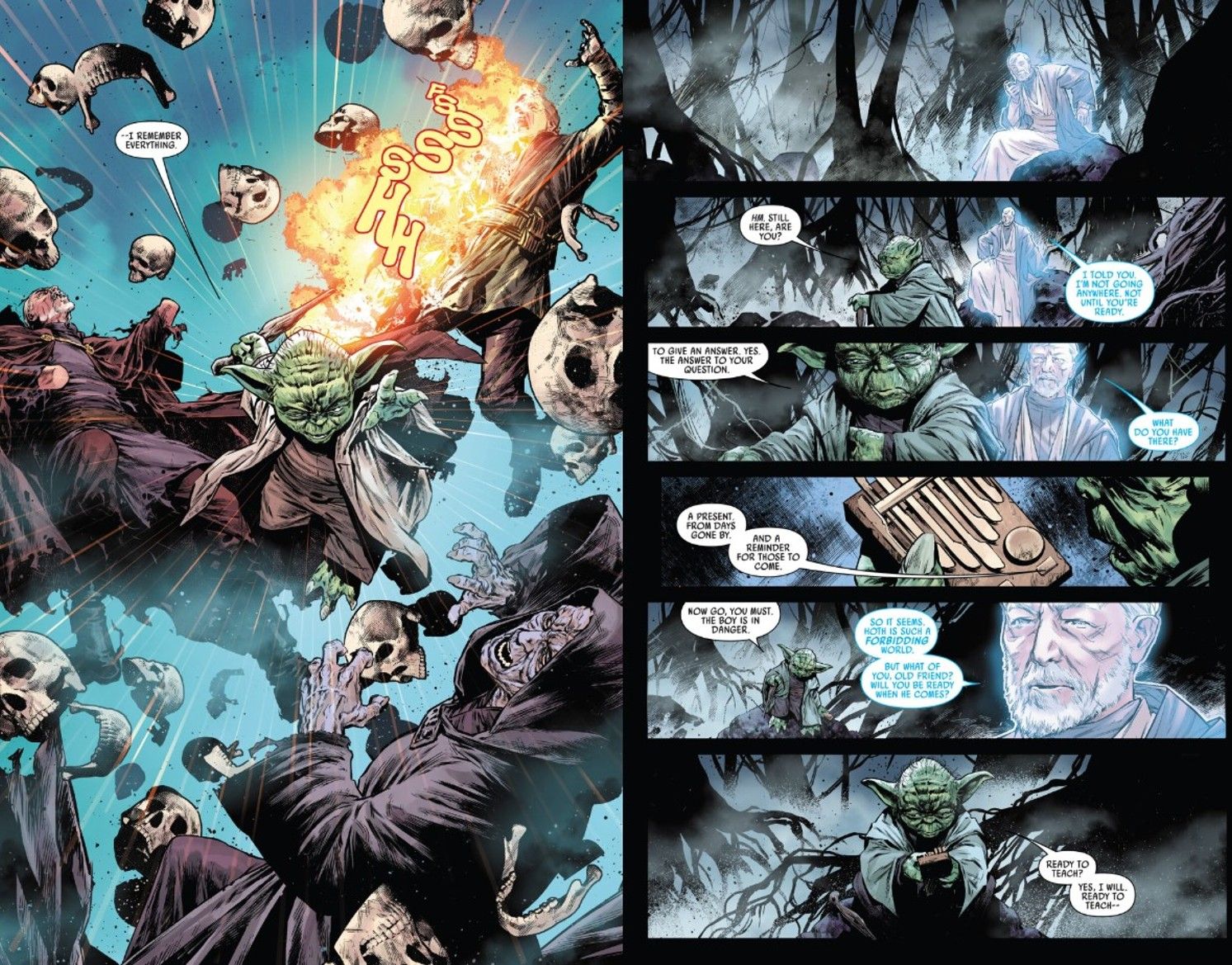 yoda fights back against dark side visions in yoda #10