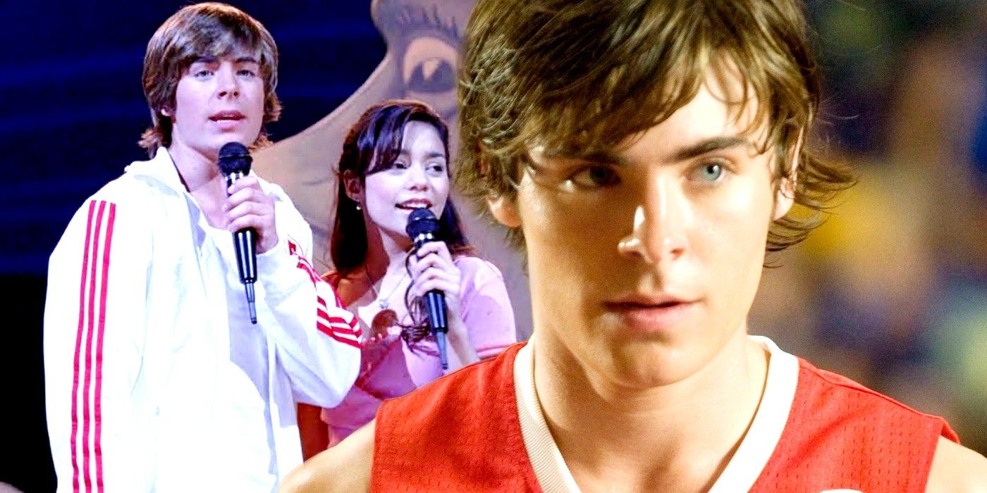 Zac Efron as Troy and Vanessa Hudgens as Gabriella in High School Musical
