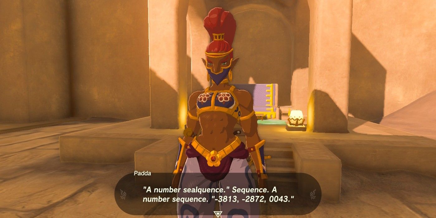 Padda relays a set of coordinates from Patricia the Sand Seal in The Legend of Zelda: Tears of the Kingdom.