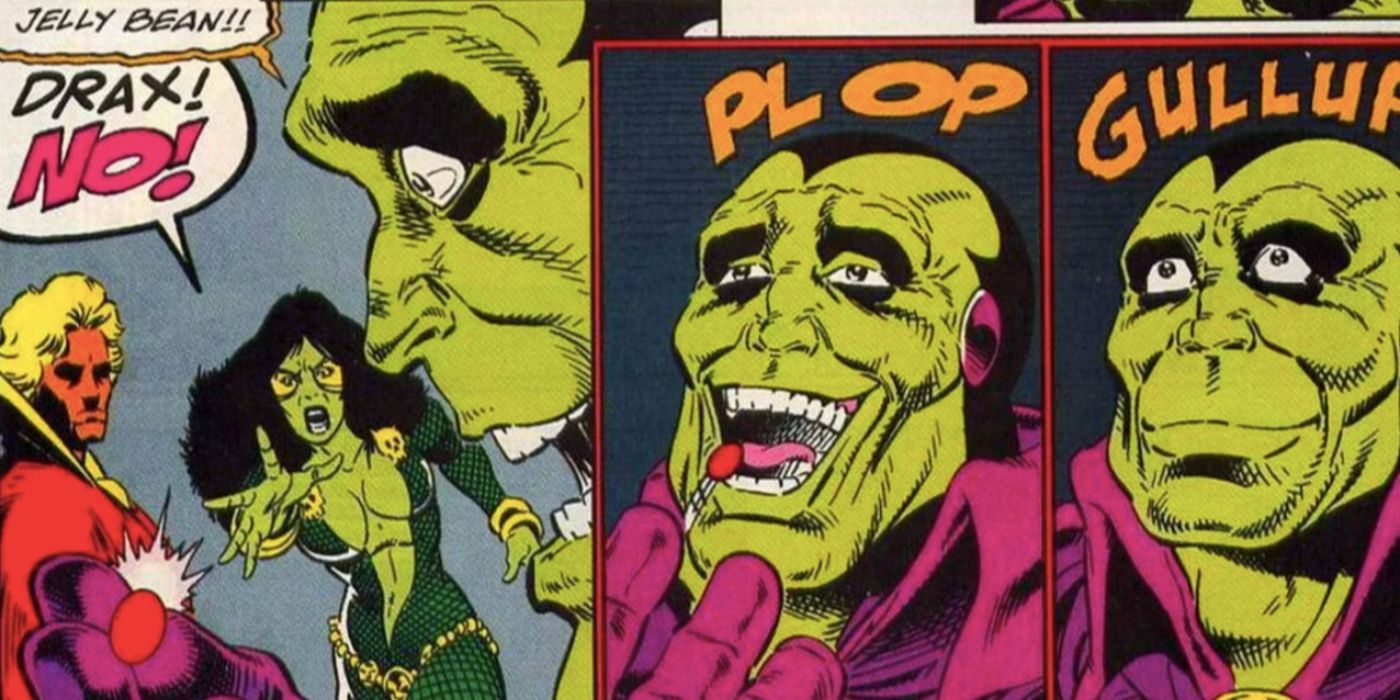 Drax wielding an Infinity Stone.