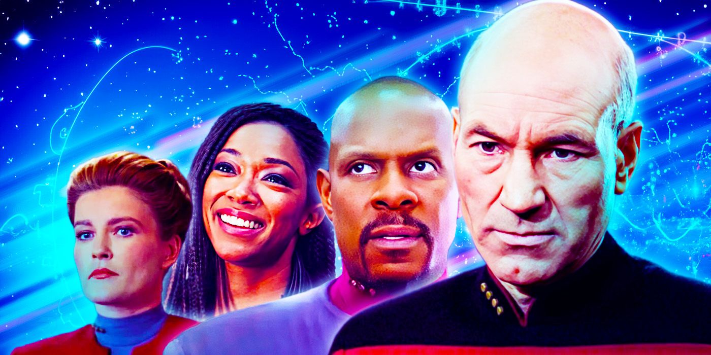 Janeway, Burnham, Sisko, and Picard from Star Trek.