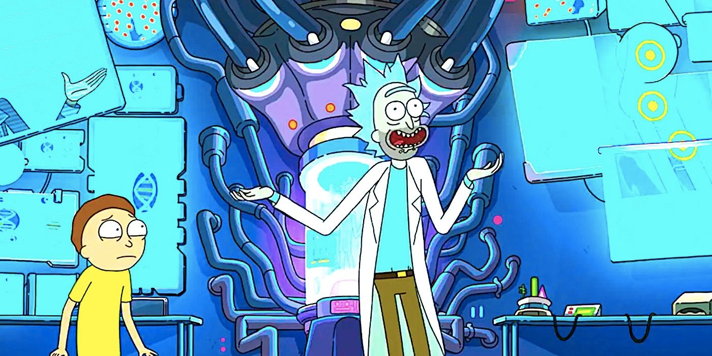 A manic Rick and a concerned Morty in Rick and Morty season 6 finale